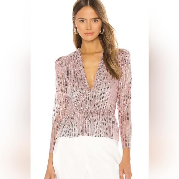 Sabina Musayev Tops - New Sabina Musayev Pink Sequin Mermaid Top, size M